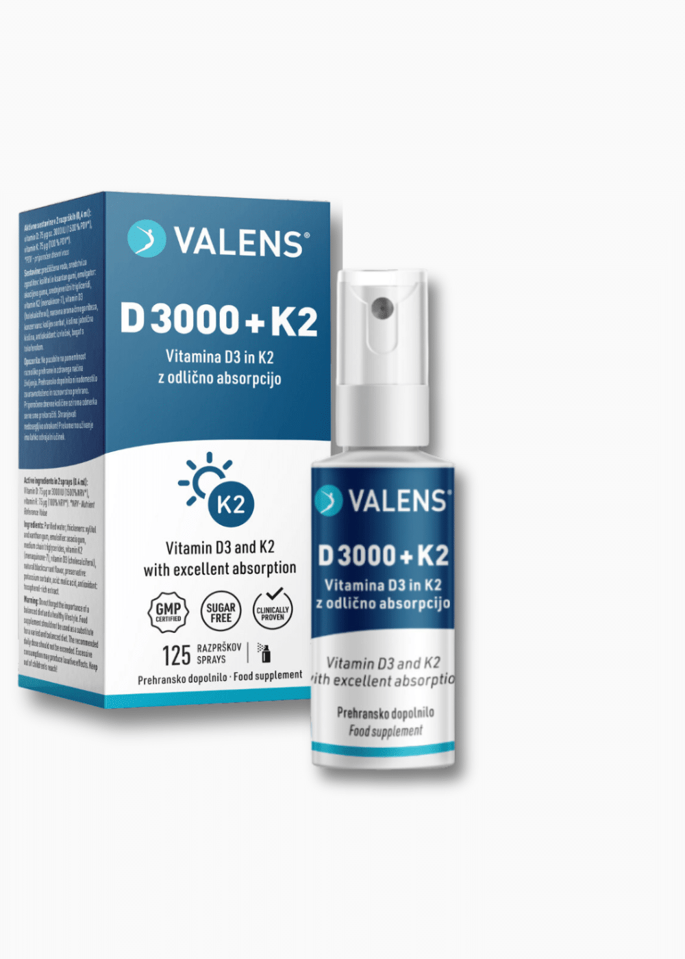 Valens D 3000 + K2, oralni sprej 50 ml